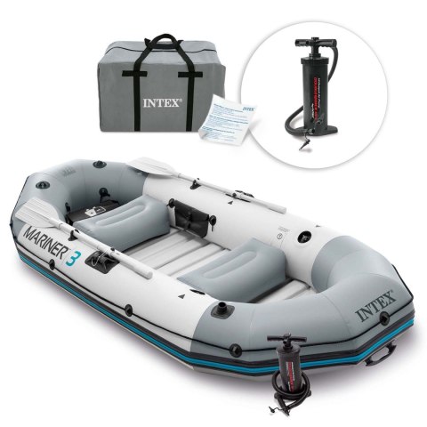Ponton dmuchany Mariner 3 dla 3 osób wiosła pompka uchwyty na wędkę i silnik INTEX 68373 INTEX