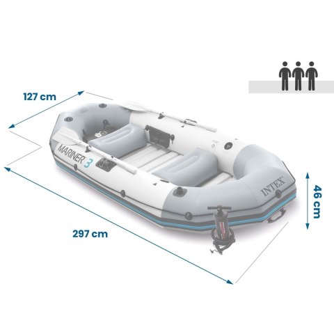 Ponton dmuchany Mariner 3 dla 3 osób wiosła pompka uchwyty na wędkę i silnik INTEX 68373 INTEX Ponton dmuchany Mariner 3 dla 3 osób wiosła pompka uchwyty na wędkę i silnik INTEX 68373 INTEX