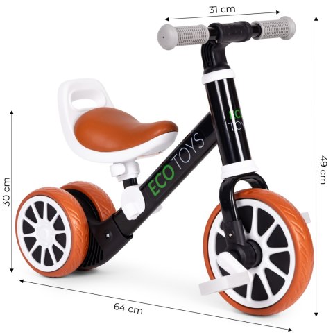 Rowerek biegowy jeździk z pedałami 2w1 czarny ECOTOYS ECOTOYS Rowerek biegowy jeździk z pedałami 2w1 czarny ECOTOYS ECOTOYS