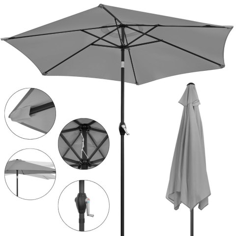 Składany parasol ogrodowy balkonowy regulowany 210 cm szary LONGWELL INDUSTRIAL LTD Składany parasol ogrodowy balkonowy regulowany 210 cm szary LONGWELL INDUSTRIAL LTD