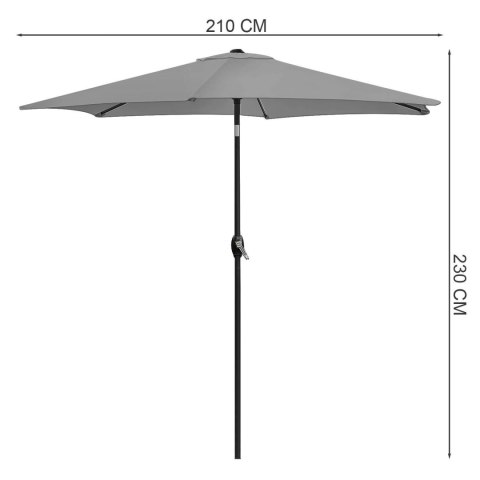 Składany parasol ogrodowy balkonowy regulowany 210 cm szary LONGWELL INDUSTRIAL LTD Składany parasol ogrodowy balkonowy regulowany 210 cm szary LONGWELL INDUSTRIAL LTD