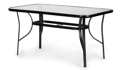 Stół ogrodowy 160x90 cm szkło hartowane duży blat na taras ogród otwór na parasol MultiGarden MultiGarden Stół ogrodowy 160x90 cm szkło hartowane duży blat na taras ogród otwór na parasol MultiGarden MultiGarden