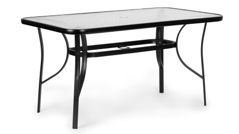 Stół ogrodowy 160x90 cm szkło hartowane duży blat na taras ogród otwór na parasol MultiGarden MultiGarden Stół ogrodowy 160x90 cm szkło hartowane duży blat na taras ogród otwór na parasol MultiGarden MultiGarden