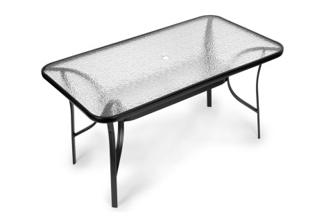 Stół ogrodowy 160x90 cm szkło hartowane duży blat na taras ogród otwór na parasol MultiGarden MultiGarden Stół ogrodowy 160x90 cm szkło hartowane duży blat na taras ogród otwór na parasol MultiGarden MultiGarden