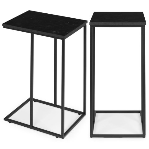 Stolik boczny pod laptopa kawowy w kształcie litery C marmur czarny ModernHome ModernHome Stolik boczny pod laptopa kawowy w kształcie litery C marmur czarny ModernHome ModernHome