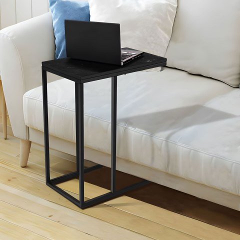 Stolik boczny pod laptopa kawowy w kształcie litery C marmur czarny ModernHome ModernHome Stolik boczny pod laptopa kawowy w kształcie litery C marmur czarny ModernHome ModernHome