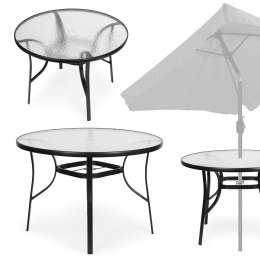 Stolik ogrodowy okrągły 100 cm (105 cm) na taras ogród balkon szkło hartowane otwór na parasol MultiGarden MultiGarden