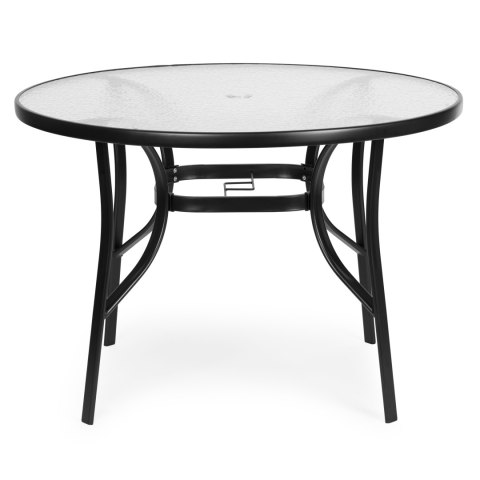 Stolik ogrodowy okrągły 100 cm (105 cm) na taras ogród balkon szkło hartowane otwór na parasol MultiGarden MultiGarden Stolik ogrodowy okrągły 100 cm (105 cm) na taras ogród balkon szkło hartowane otwór na parasol MultiGarden MultiGarden