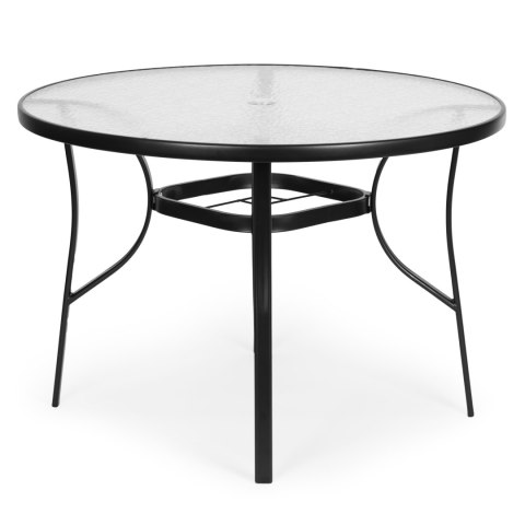 Stolik ogrodowy okrągły 100 cm (105 cm) na taras ogród balkon szkło hartowane otwór na parasol MultiGarden MultiGarden Stolik ogrodowy okrągły 100 cm (105 cm) na taras ogród balkon szkło hartowane otwór na parasol MultiGarden MultiGarden