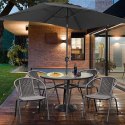 Stolik ogrodowy okrągły 100 cm (105 cm) na taras ogród balkon szkło hartowane otwór na parasol MultiGarden MultiGarden