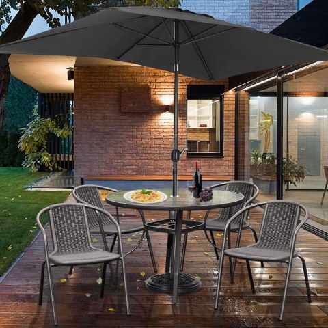 Stolik ogrodowy okrągły 100 cm (105 cm) na taras ogród balkon szkło hartowane otwór na parasol MultiGarden MultiGarden Stolik ogrodowy okrągły 100 cm (105 cm) na taras ogród balkon szkło hartowane otwór na parasol MultiGarden MultiGarden