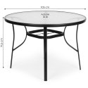 Stolik ogrodowy okrągły 100 cm (105 cm) na taras ogród balkon szkło hartowane otwór na parasol MultiGarden MultiGarden
