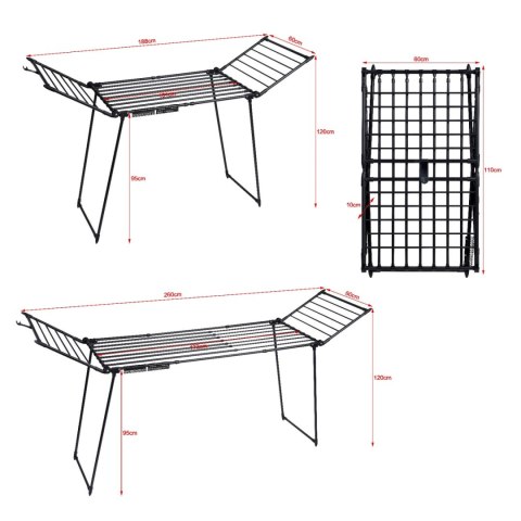Suszarka na pranie odzież bieliznę stojąca rozsuwana balkonowa 27 metrów czarna LONGWELL INDUSTRIAL LTD Suszarka na pranie odzież bieliznę stojąca rozsuwana balkonowa 27 metrów czarna LONGWELL INDUSTRIAL LTD