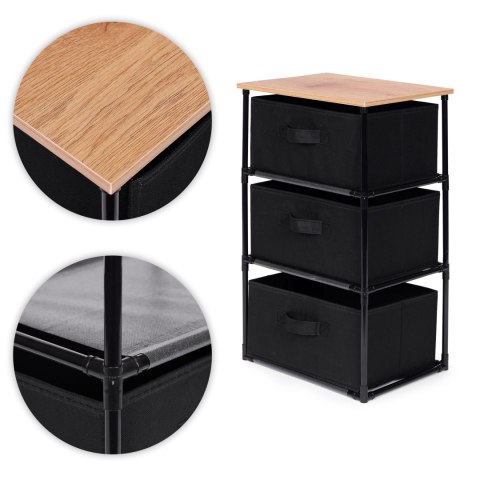 Szafka regał organizer tekstylny z wyciąganymi koszami 3 poziomy loft czarna ModernHome ModernHome Szafka regał organizer tekstylny z wyciąganymi koszami 3 poziomy loft czarna ModernHome ModernHome