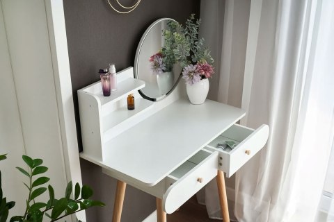 Duża nowoczesna toaletka kosmetyczna lustro półki ModernHome Duża nowoczesna toaletka kosmetyczna lustro półki ModernHome