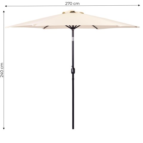 Duży parasol ogrodowy skośny łamany z korbą 6 żeber beżowy 270 cm MultiGarden MultiGarden Duży parasol ogrodowy skośny łamany z korbą 6 żeber beżowy 270 cm MultiGarden MultiGarden