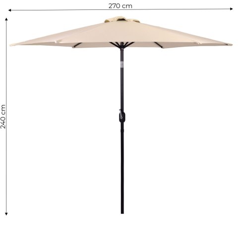 Duży parasol ogrodowy skośny łamany z korbą 6 żeber beżowy 270 cm MultiGarden MultiGarden Duży parasol ogrodowy skośny łamany z korbą 6 żeber beżowy 270 cm MultiGarden MultiGarden