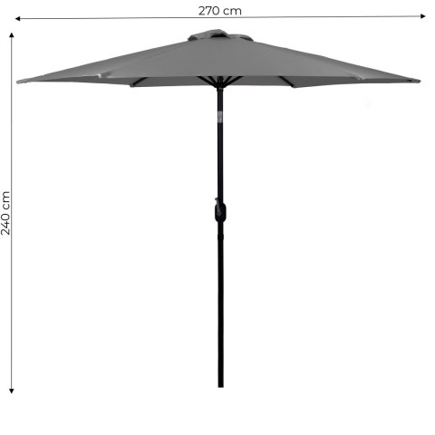 Duży parasol ogrodowy skośny łamany z korbą 6 żeber szary 270 cm MultiGarden MultiGarden Duży parasol ogrodowy skośny łamany z korbą 6 żeber szary 270 cm MultiGarden MultiGarden