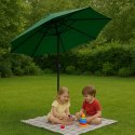 Duży parasol ogrodowy skośny łamany z korbą 6 żeber zielony 270 cm MultiGarden MultiGarden
