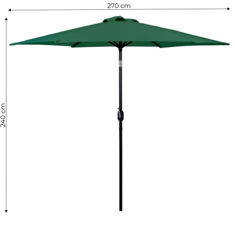 Duży parasol ogrodowy skośny łamany z korbą 6 żeber zielony 270 cm MultiGarden MultiGarden Duży parasol ogrodowy skośny łamany z korbą 6 żeber zielony 270 cm MultiGarden MultiGarden