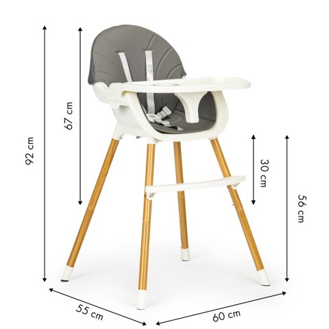 Fotelik krzesełko do karmienia dzieci wielofunkcyjne 2w1 szare ECOTOYS ECOTOYS Fotelik krzesełko do karmienia dzieci wielofunkcyjne 2w1 szare ECOTOYS ECOTOYS