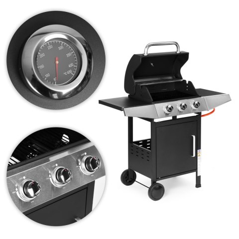 Grill gazowy ogrodowy 10.2 kW duży ruszt 3 palniki termometr reduktor MultiGarden MultiGarden Grill gazowy ogrodowy 10.2 kW duży ruszt 3 palniki termometr reduktor MultiGarden MultiGarden