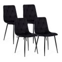 Komplet 4 krzeseł krzesło pikowane welurowe do jadalni i salonu czarne ModernHome ModernHome