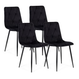 Komplet 4 krzeseł krzesło pikowane welurowe do jadalni i salonu czarne ModernHome ModernHome