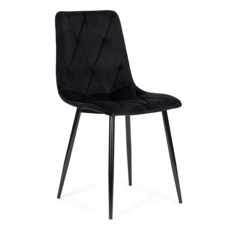 Komplet 4 krzeseł krzesło pikowane welurowe do jadalni i salonu czarne ModernHome ModernHome Komplet 4 krzeseł krzesło pikowane welurowe do jadalni i salonu czarne ModernHome ModernHome