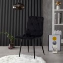 Komplet 4 krzeseł krzesło pikowane welurowe do jadalni i salonu czarne ModernHome ModernHome