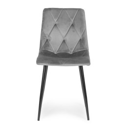 Komplet 4 krzeseł krzesło pikowane welurowe do jadalni i salonu szare ModernHome ModernHome