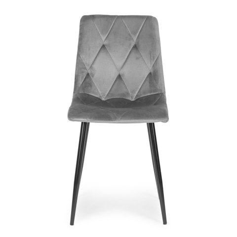 Komplet 4 krzeseł krzesło pikowane welurowe do jadalni i salonu szare ModernHome ModernHome Komplet 4 krzeseł krzesło pikowane welurowe do jadalni i salonu szare ModernHome ModernHome