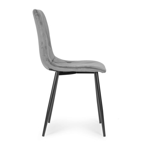 Komplet 4 krzeseł krzesło pikowane welurowe do jadalni i salonu szare ModernHome ModernHome Komplet 4 krzeseł krzesło pikowane welurowe do jadalni i salonu szare ModernHome ModernHome