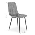 Komplet 4 krzeseł krzesło pikowane welurowe do jadalni i salonu szare ModernHome ModernHome