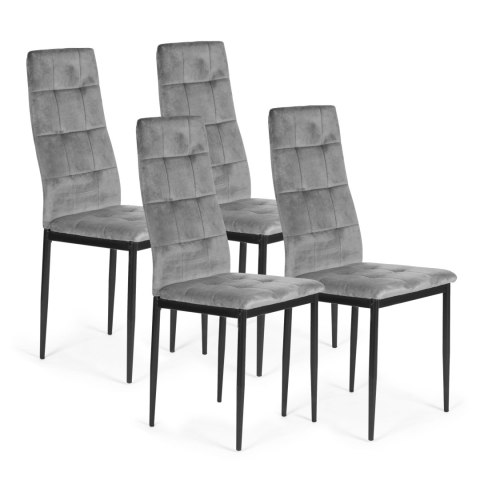 Komplet 4 krzeseł krzesło welurowe do jadalni i salonu 4 sztuki szare ModernHome ModernHome Komplet 4 krzeseł krzesło welurowe do jadalni i salonu 4 sztuki szare ModernHome ModernHome