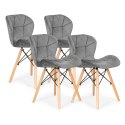 Komplet 4 krzeseł welurowych do jadalni i salonu szare ModernHome ModernHome