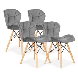 Komplet 4 krzeseł welurowych do jadalni i salonu szare ModernHome ModernHome