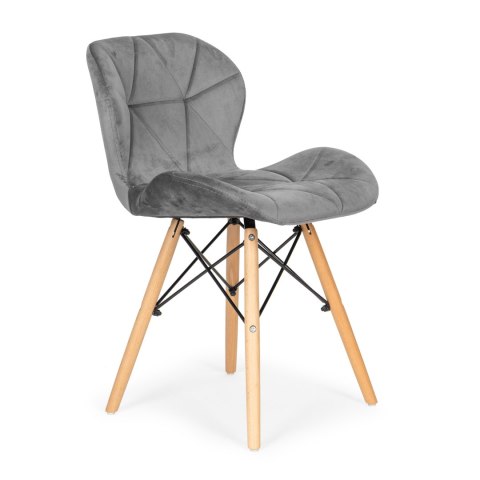 Komplet 4 krzeseł welurowych do jadalni i salonu szare ModernHome ModernHome Komplet 4 krzeseł welurowych do jadalni i salonu szare ModernHome ModernHome