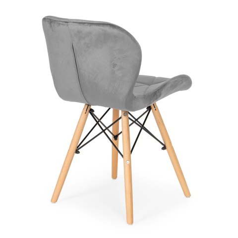 Komplet 4 krzeseł welurowych do jadalni i salonu szare ModernHome ModernHome Komplet 4 krzeseł welurowych do jadalni i salonu szare ModernHome ModernHome