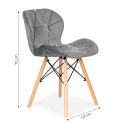 Komplet 4 krzeseł welurowych do jadalni i salonu szare ModernHome ModernHome