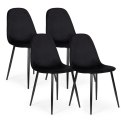Komplet 4 krzeseł welurowych krzesło do jadalni i salonu czarne ModernHome ModernHome