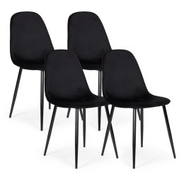 Komplet 4 krzeseł welurowych krzesło do jadalni i salonu czarne ModernHome ModernHome