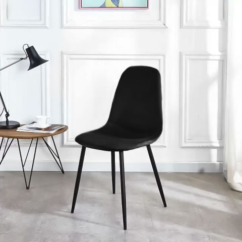 Komplet 4 krzeseł welurowych krzesło do jadalni i salonu czarne ModernHome ModernHome Komplet 4 krzeseł welurowych krzesło do jadalni i salonu czarne ModernHome ModernHome