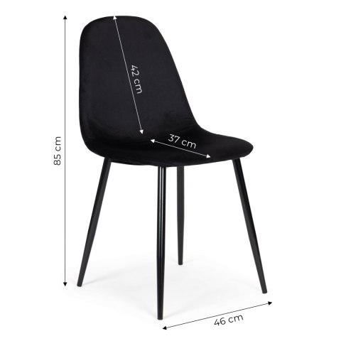 Komplet 4 krzeseł welurowych krzesło do jadalni i salonu czarne ModernHome ModernHome Komplet 4 krzeseł welurowych krzesło do jadalni i salonu czarne ModernHome ModernHome