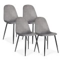 Komplet 4 krzeseł welurowych krzesło do jadalni i salonu szare ModernHome ModernHome
