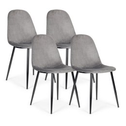 Komplet 4 krzeseł welurowych krzesło do jadalni i salonu szare ModernHome ModernHome