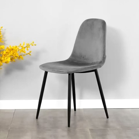 Komplet 4 krzeseł welurowych krzesło do jadalni i salonu szare ModernHome ModernHome Komplet 4 krzeseł welurowych krzesło do jadalni i salonu szare ModernHome ModernHome