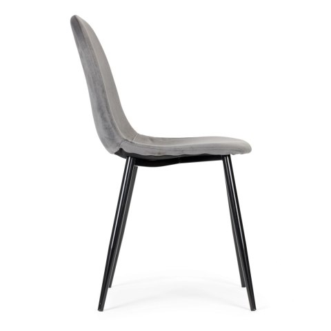 Komplet 4 krzeseł welurowych krzesło do jadalni i salonu szare ModernHome ModernHome Komplet 4 krzeseł welurowych krzesło do jadalni i salonu szare ModernHome ModernHome