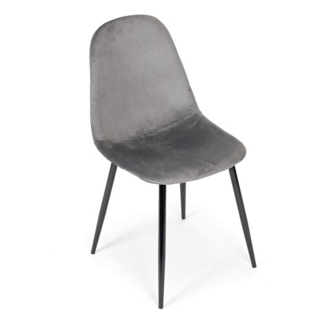Komplet 4 krzeseł welurowych krzesło do jadalni i salonu szare ModernHome ModernHome Komplet 4 krzeseł welurowych krzesło do jadalni i salonu szare ModernHome ModernHome