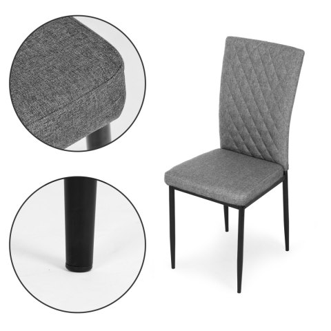 Komplet krzeseł pikowanych krzesło do jadalni i salonu 4 sztuki szare ModernHome ModernHome Komplet krzeseł pikowanych krzesło do jadalni i salonu 4 sztuki szare ModernHome ModernHome